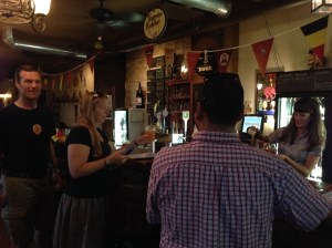 The gang checking out the selection at the Thirsty Monk. 