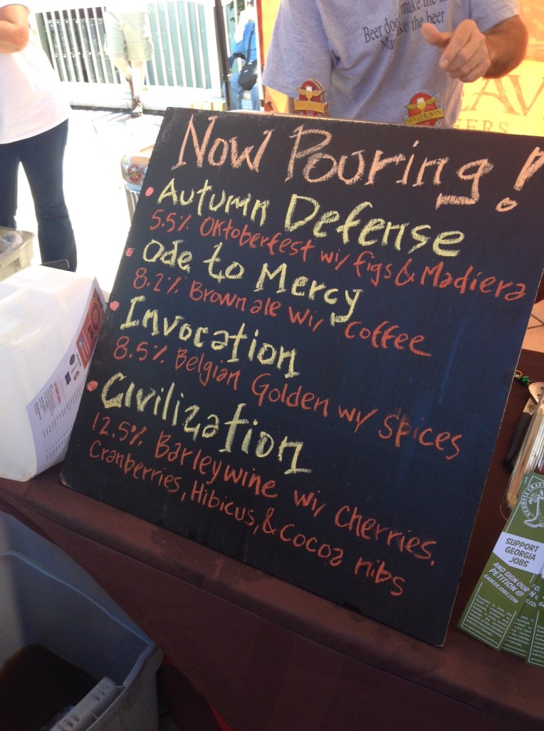 Chalkboard sign of beers